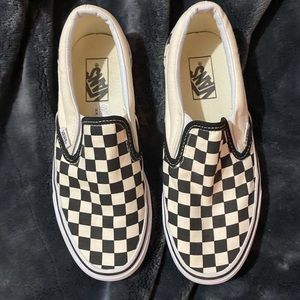 Checkered slip on vans